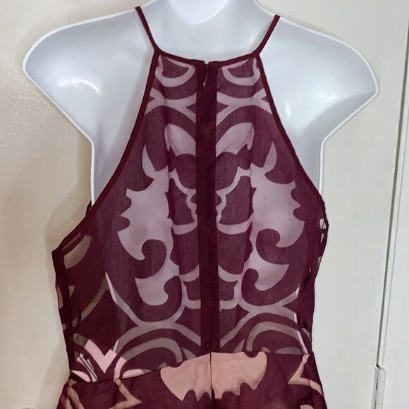 KEEPSAKE Bordeaux Romantic Rebel Burnout Skater Dress-L NWT - Picture 6 of 10